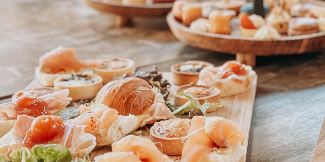 Plates of sweet and savoury food